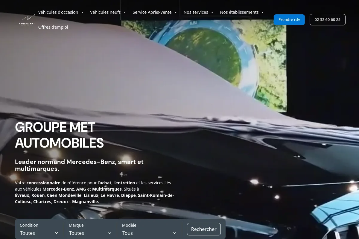 Site du Groupe MET, distributeur Mercedes-Benz en Normandie
